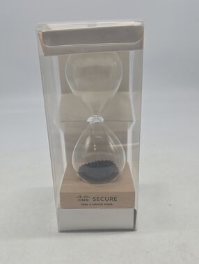 NEW Magnetic hourglass with black sand and wood base